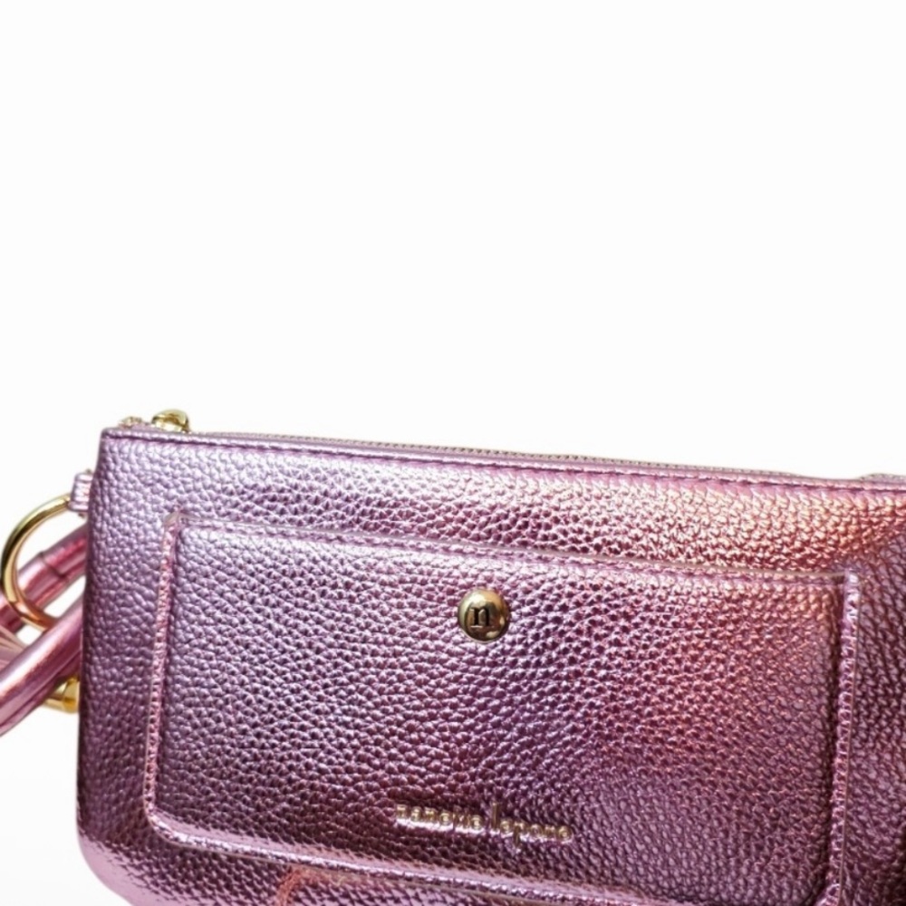 Nanette Lepore Metallic Pink Pebbled Wristlet - Picture 10 of 15